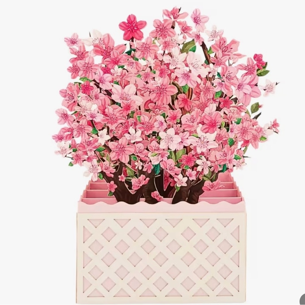 Pink Floral Arrangement Pop Up Card